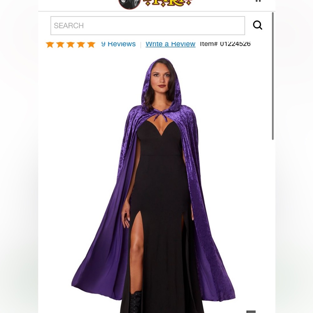 Spirit Halloween crushed velvet cape